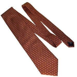 Alli Nonni Italy Silk Gold Burgundy Neck Tie